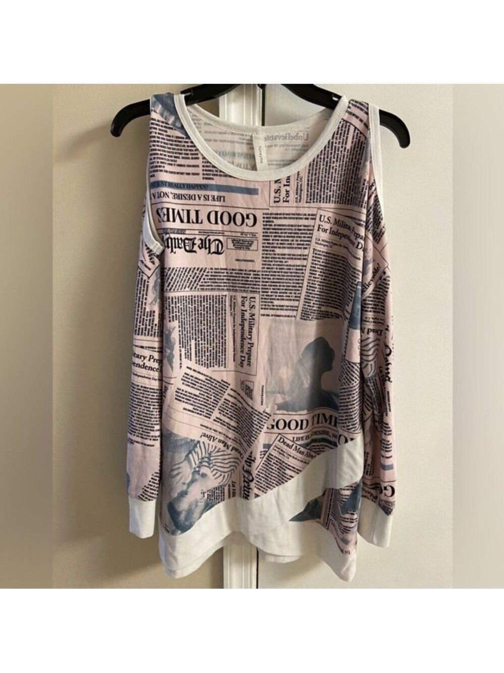 Honeyme Newspaper Text Print Top Large